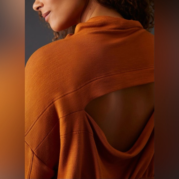 Anthropologie Daily Practice Dress Ruched open back rust brown New 2X NWOT - Picture 7 of 9